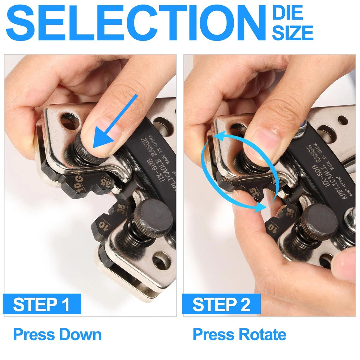 Battery Cable Crimper Tool for AWG 10, 8, 6, 4, 2, 1/0