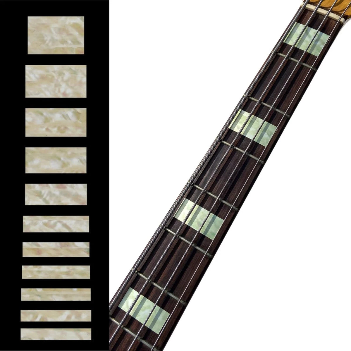 Inlay Sticker Fret Markers for Guitars & Bass - Jazz Blocks - Aged White