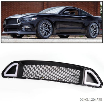 Front Upper Mesh Grille with DRL LED Light for Ford Mustang (2015–2017) 02HGL1204ABK