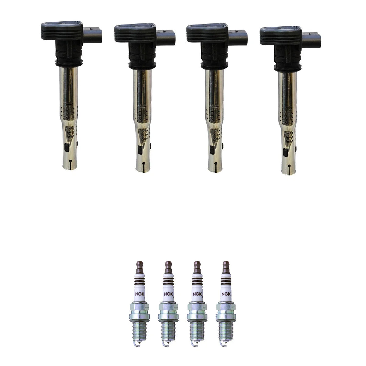 Set of 4 Ignition Coils & NGK Iridium Spark Plugs for Audi A3 A4 A5 A6 Golf (2006–2016)