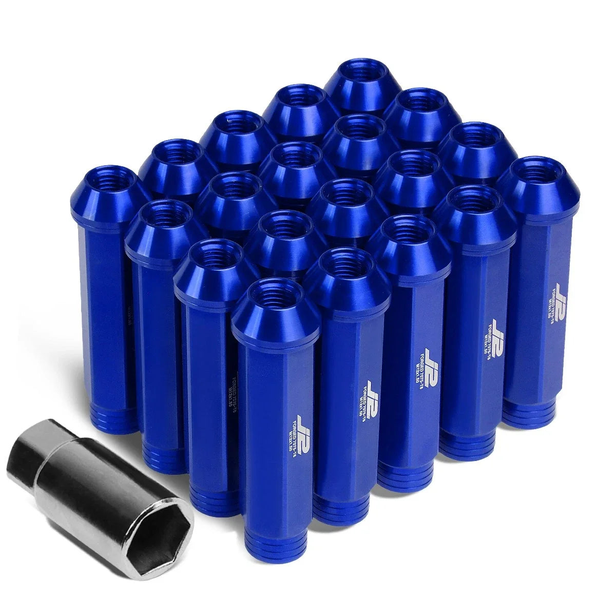 20Pcs J2 7075 Forged Aluminum M12x1.5 Open-End Lug Nut Set w/Adapter Blue