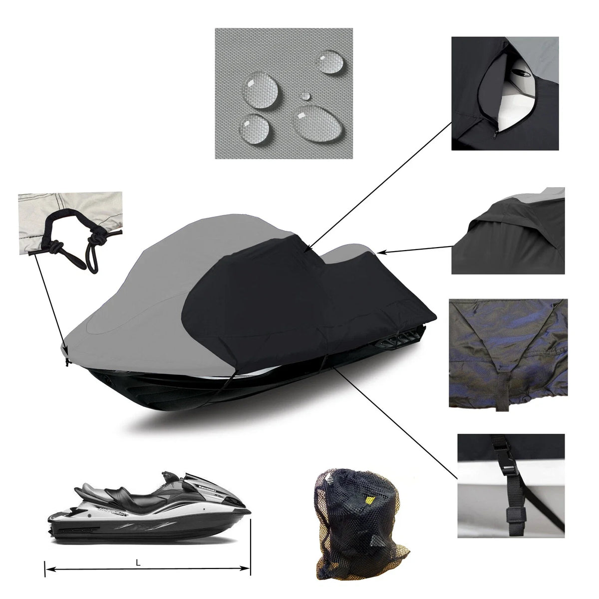 Heavy Duty Trailerable Cover for Sea Doo Jet Ski Fish Pro 155 170 (2018–2023)