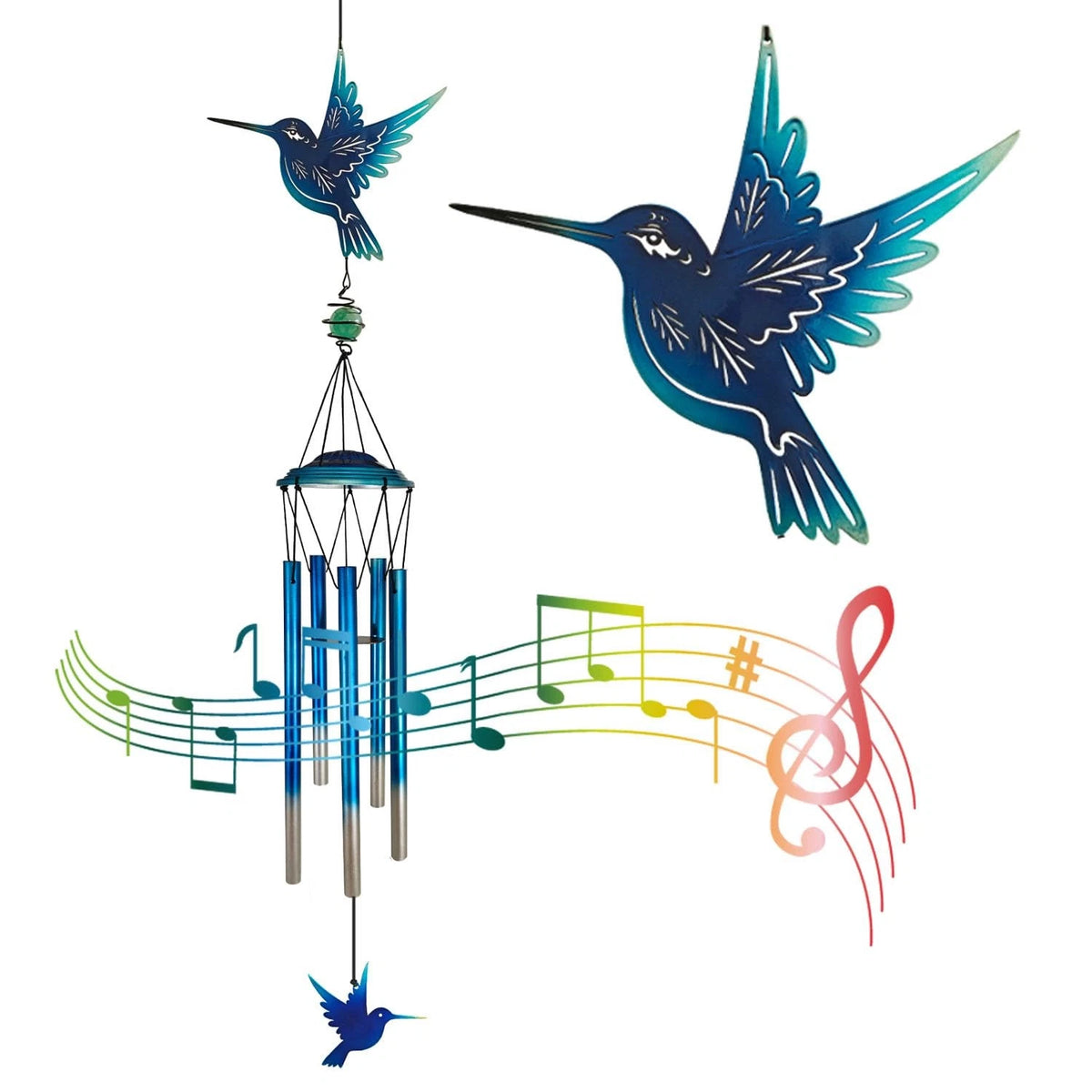 Hummingbird Metal Wind Chimes for Outdoor Garden Decor