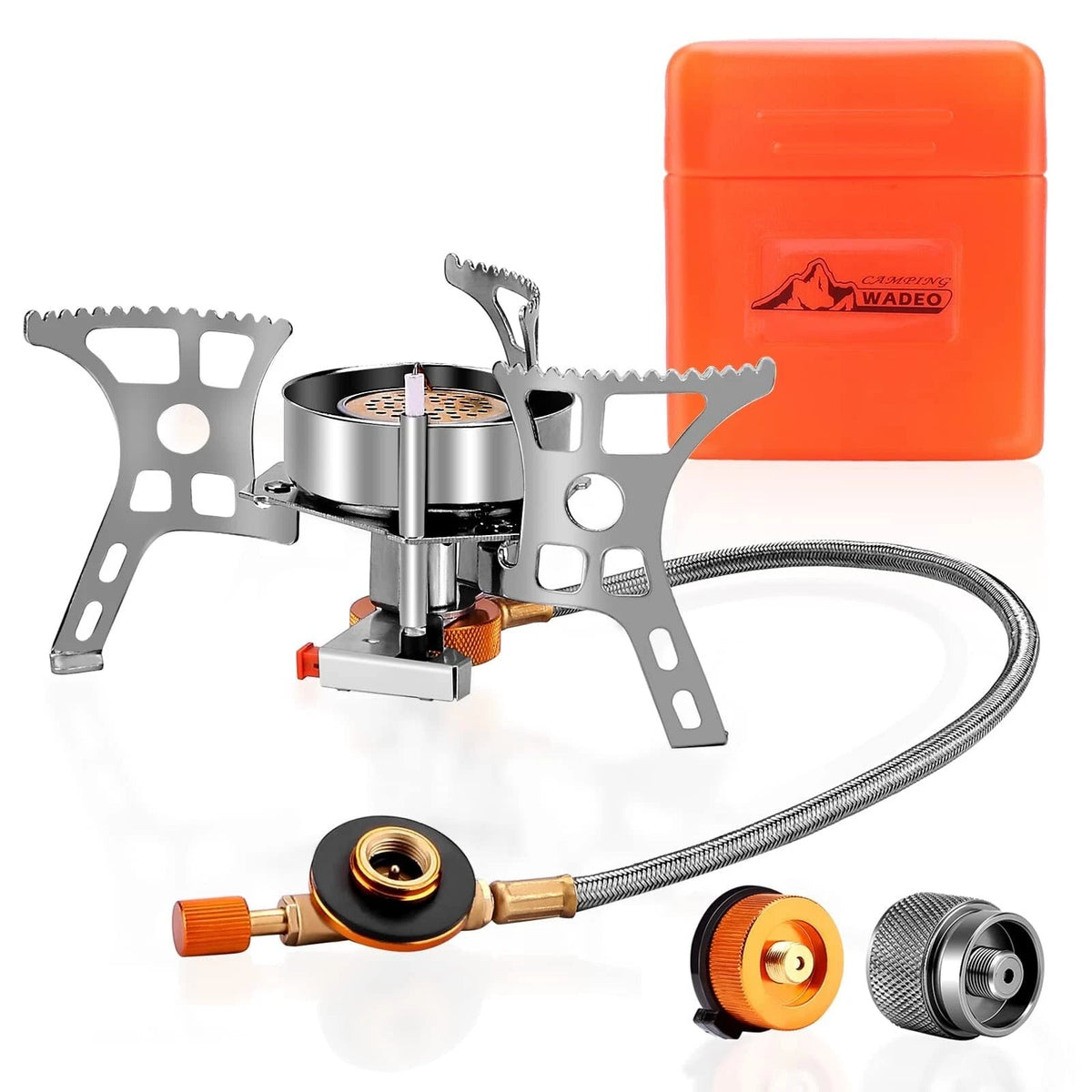 3900W Windproof Camping Stove with Piezo Ignition & Fuel Canister Adapter