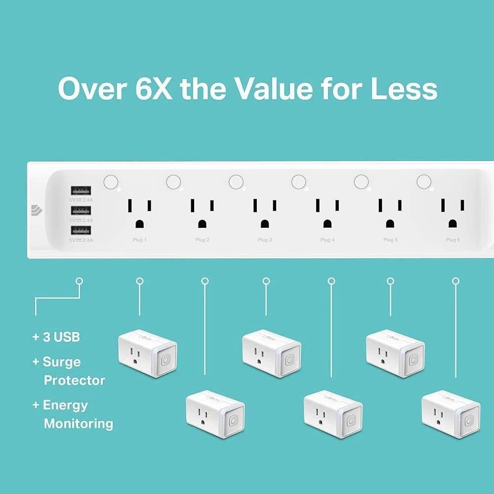 6-Outlet Surge Protector Power Strip for Kasa Smart Plug HS300