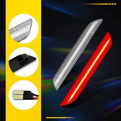 Plug & Play Clear Red LED Rear Bumper Side Marker Light for Ford Mustang (2015–up)