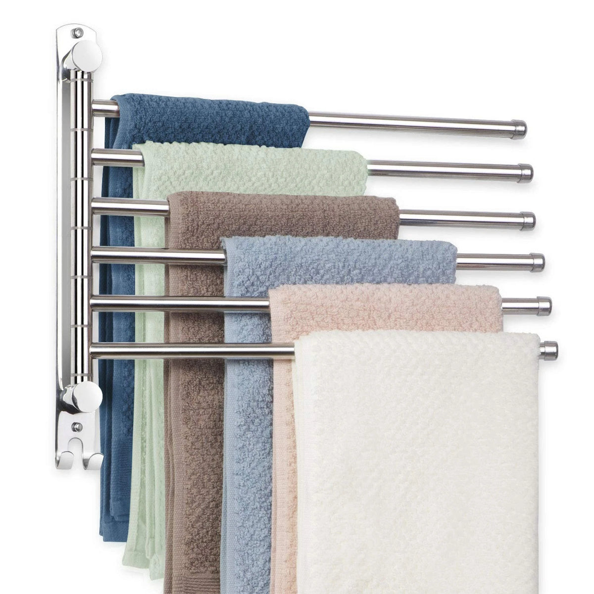 Swivel Towel Rack for Wall Mount (13.4 Inch, 6 Arms, SUS304 Stainless Steel)