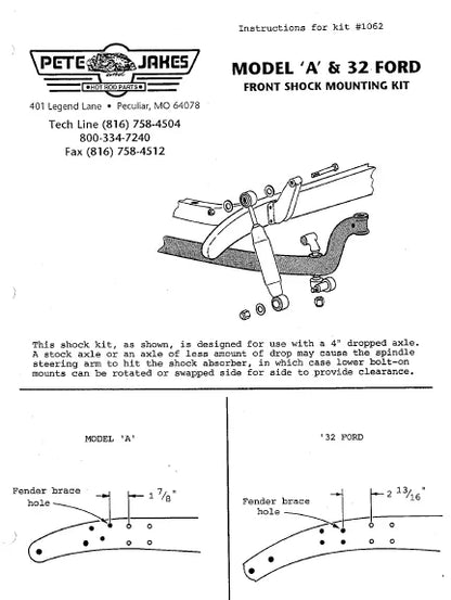 Front Shock Chrome Bolt-On Kit for Ford Model A 1928-1931 and 1932