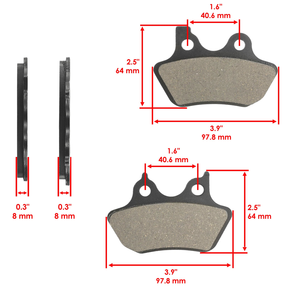 Front Rear Brake Pads for Harley Davidson FLTR 1584 Road Glide (2007) HU3427MP136LR