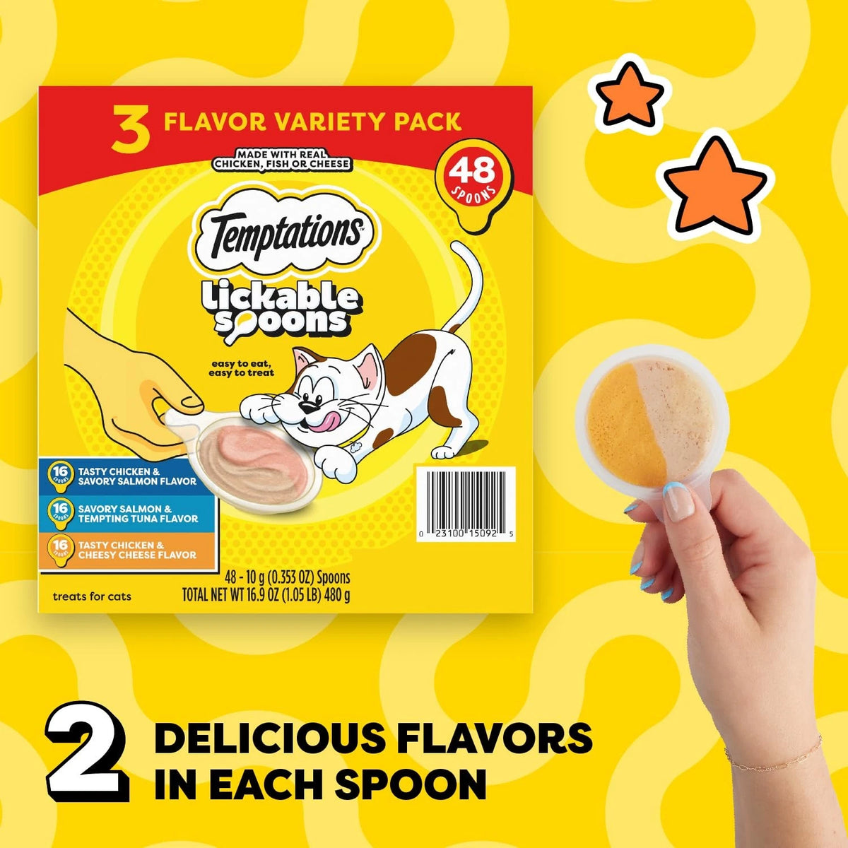 Temptations Lickable Spoons Soft Cat Treats for Cats (48 Count)