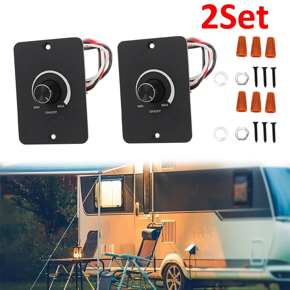 2X DC 12V PWM Dimmer Switch for RV Campervan Motorhome Cars Lights