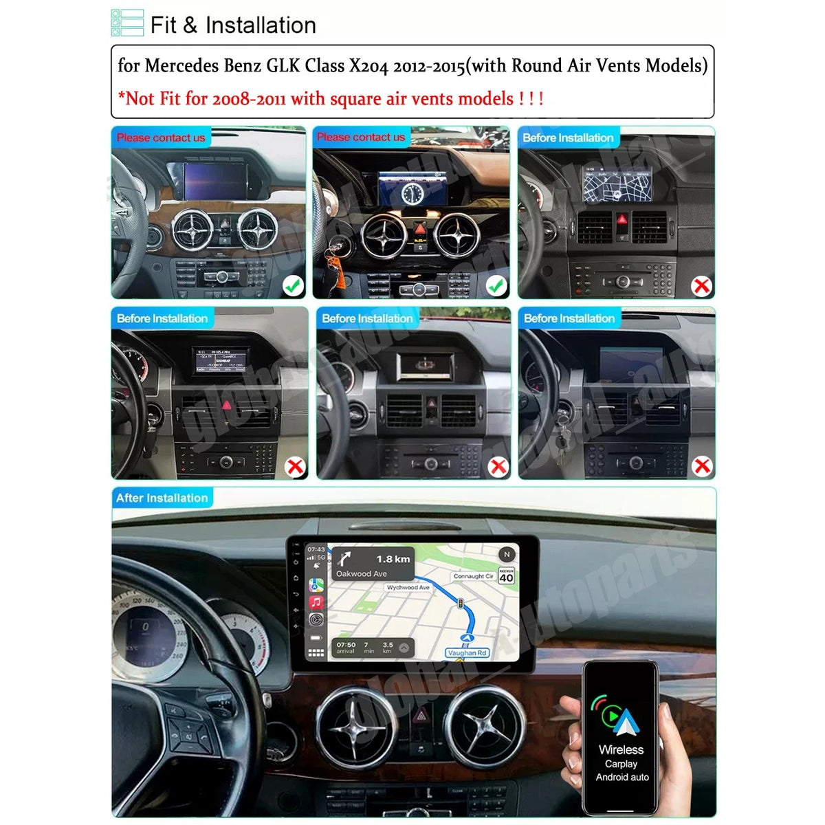 Android 14 Car Radio Stereo for Mercedes-Benz GLK Class X204 (2008–2015) K42X3_BGLK_9