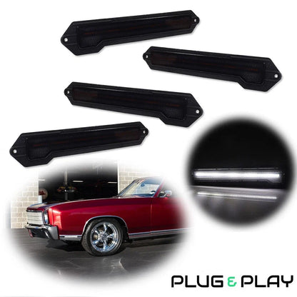 Set of 4 Smoked LED Side Marker Lights for Chevrolet Monte Carlo (1970–1972)