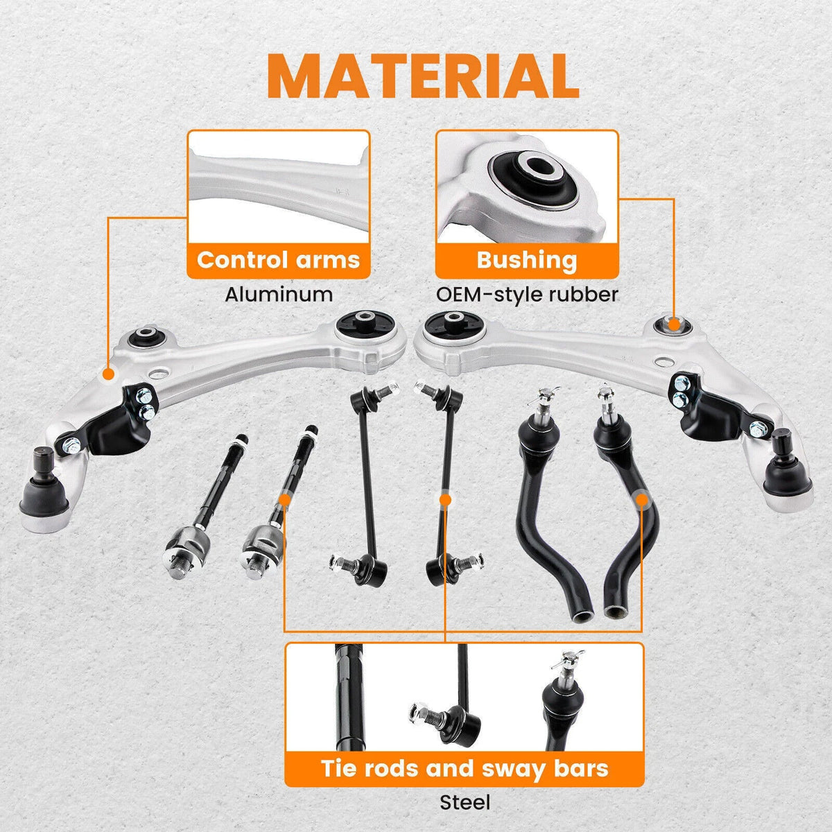 Set of 8 Suspension Kits Control Arms Tie Rod Sway Bar for Nissan Altima (2007–2013)