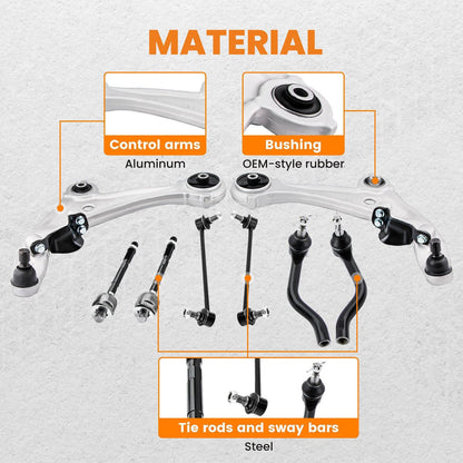 Set of 8 Suspension Kits Control Arms Tie Rod Sway Bar for Nissan Altima (2007–2013)