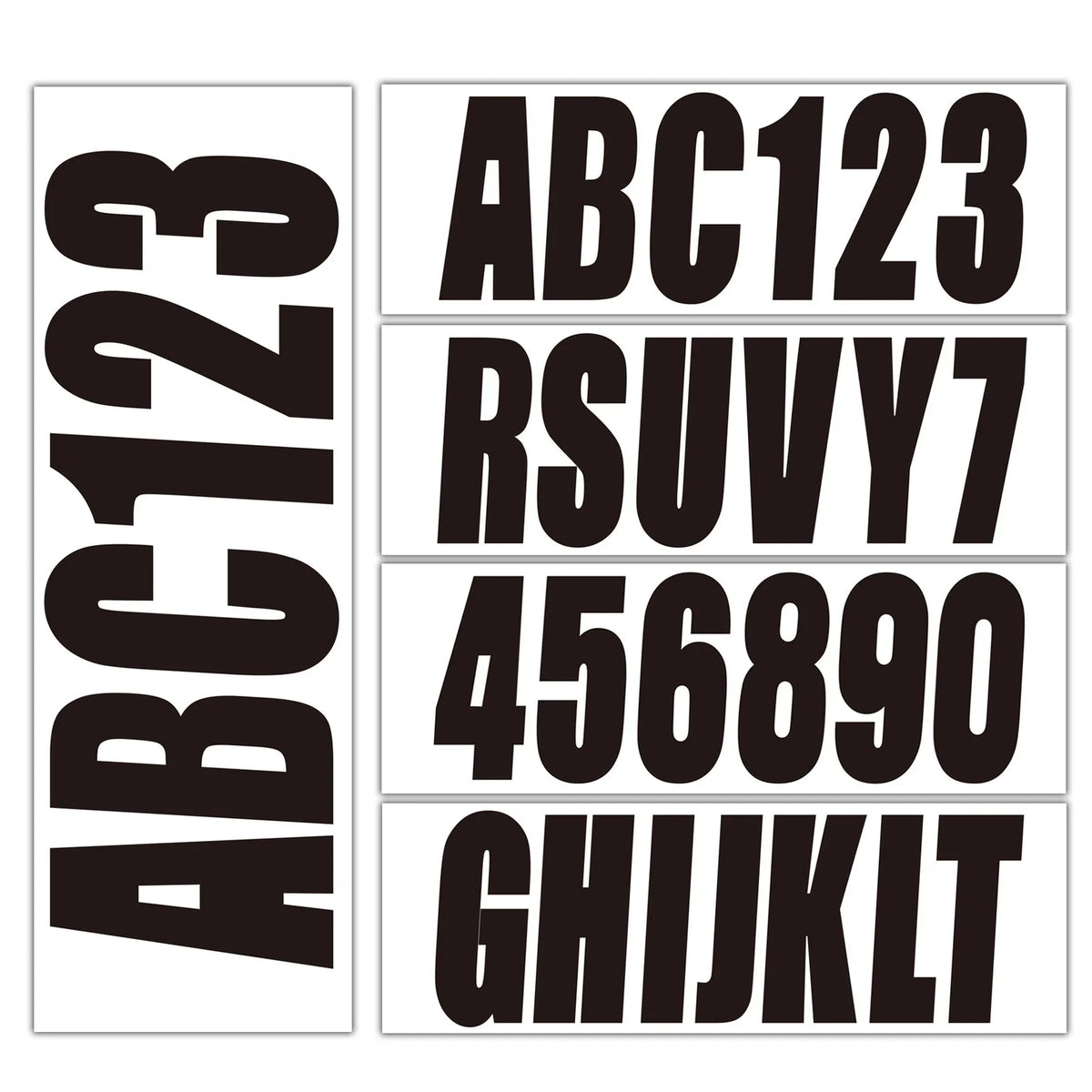Set of 4 Boat Numbers and Letters Decal Stickers A-Z 0-9 Black 3"