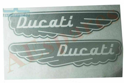 Pair of Silver Fuel Tank Stickers for Ducati