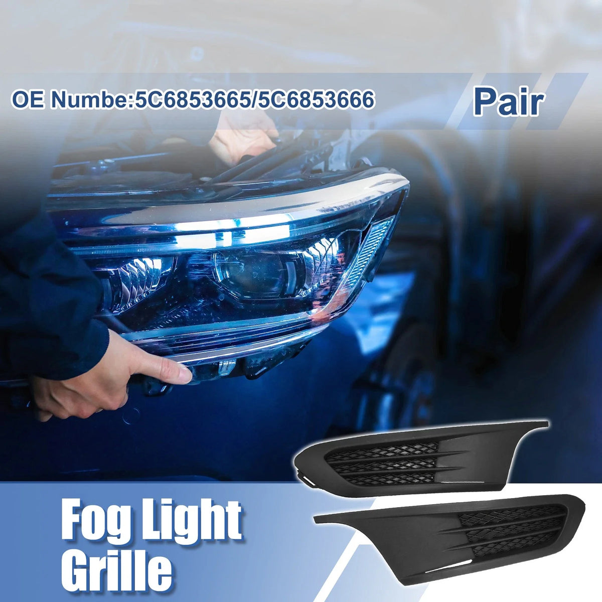 1 Pair Front Fog Light Grille Cover Trim for Volkswagen Jetta (2011–2018)