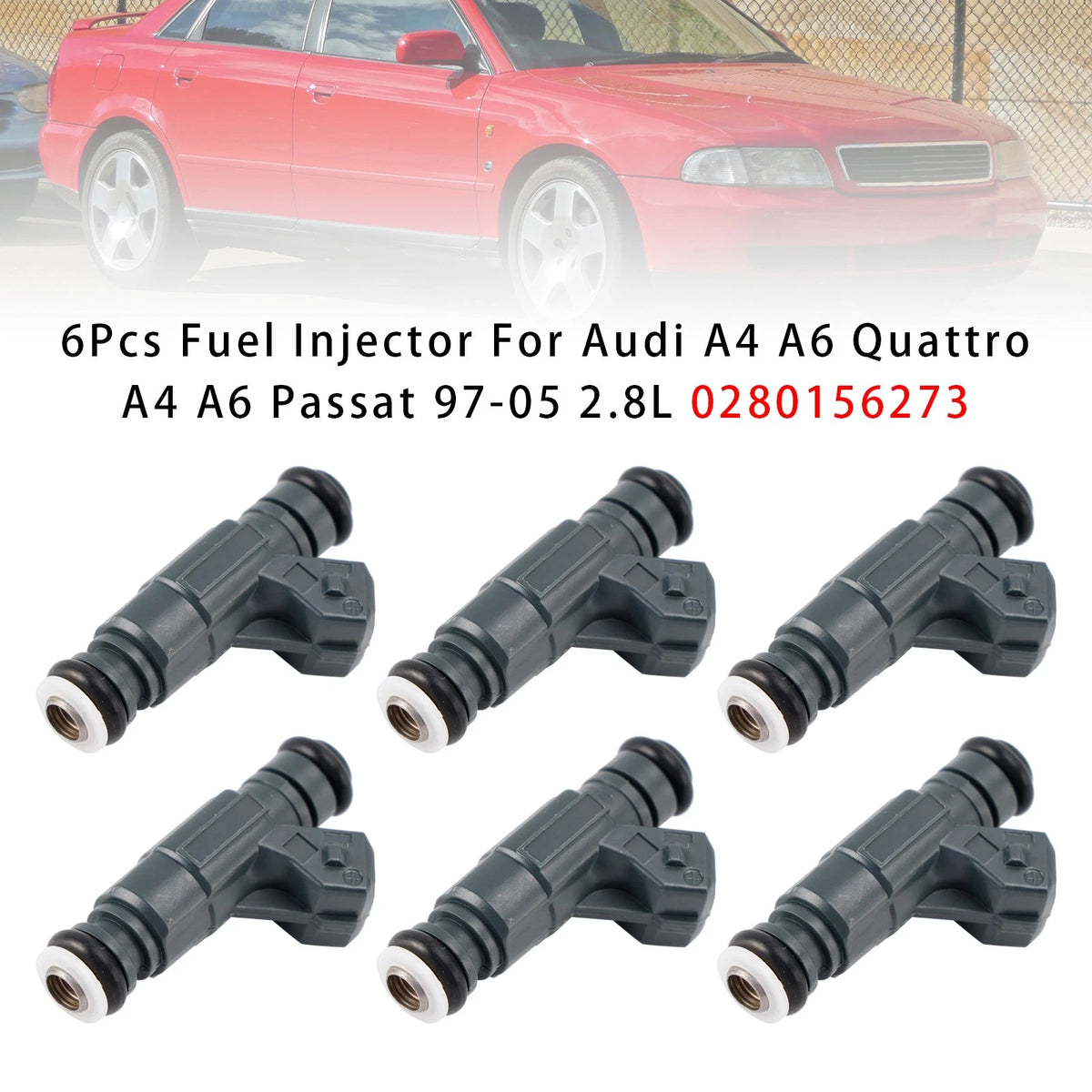 6Pcs Fuel Injector for Audi A4 A6 Quattro Passat (1997–2005) 0280156273, FJ575