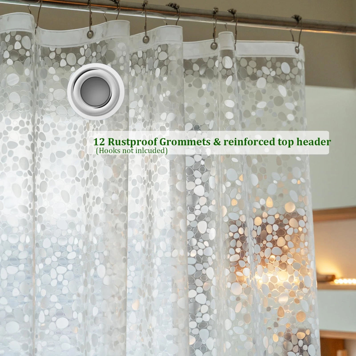 Shower Curtain Liner 72"W x 75"L for Tonnali (Pack of 1) - Clear-cobblestone