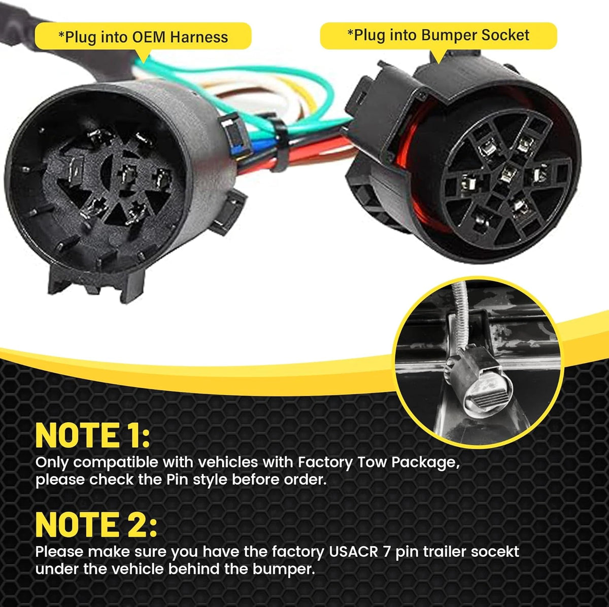 Plug & Play 7 Pin to 4 Pin Trailer Wiring Harness for Universal LED Tailgate (OV2126-001)