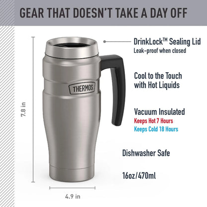 16 Oz Thermos Stainless King Vacuum-Insulated for Automotive Use