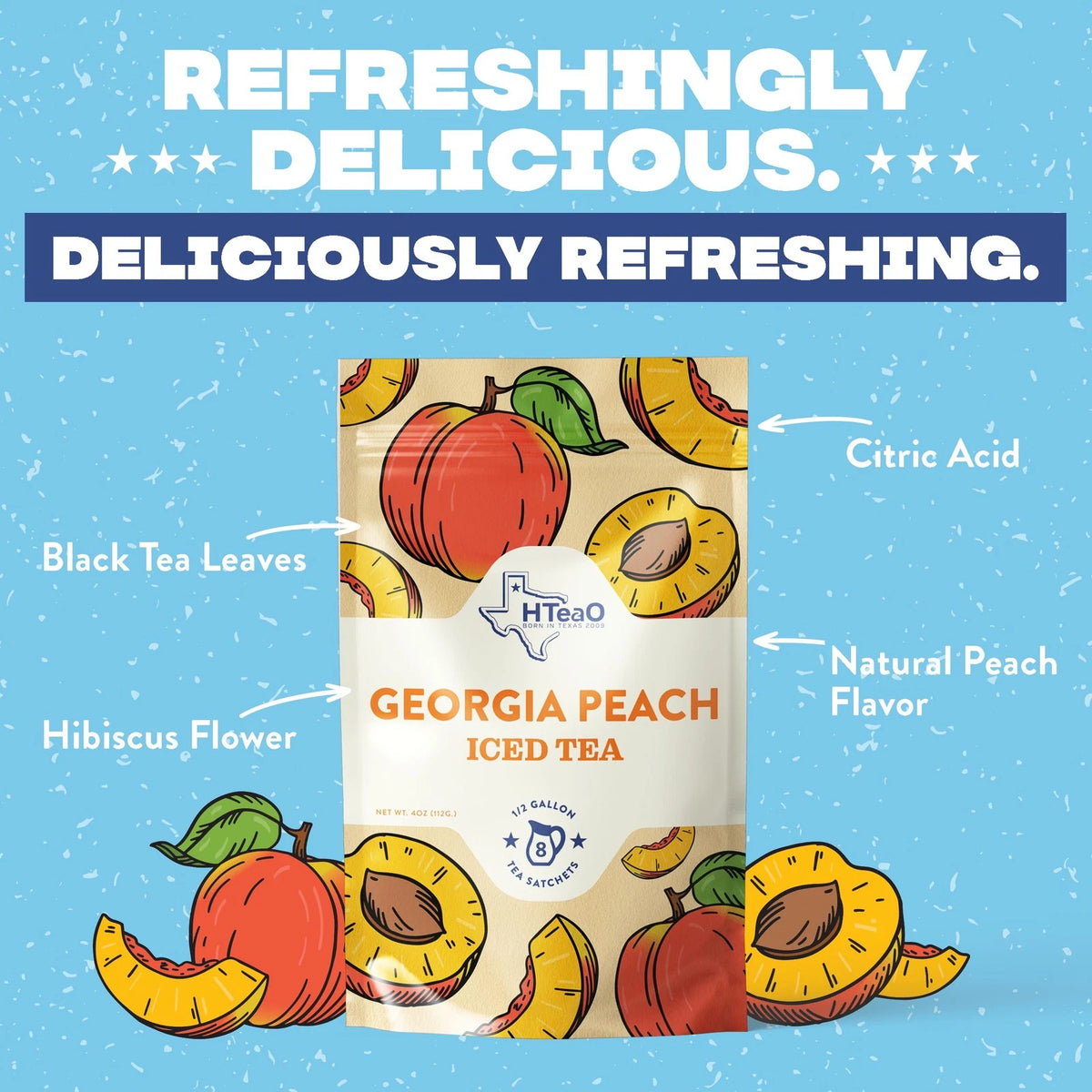 Set of 4 Iced Tea Bags for Texas Style (Peach & Hibiscus)