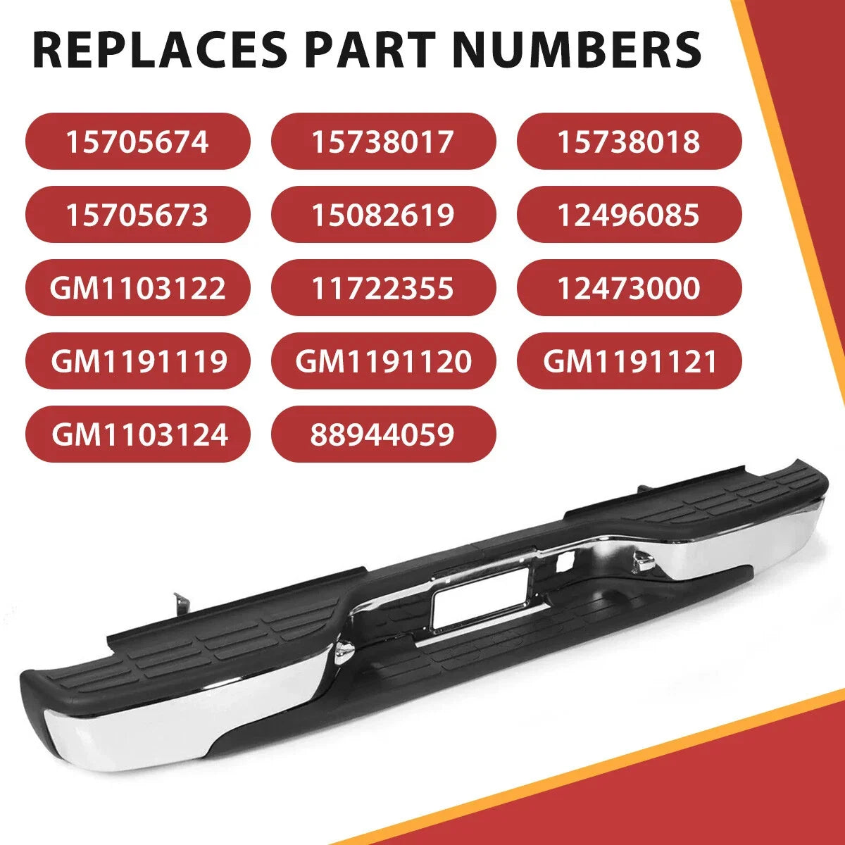 Chrome Rear Bumper for Chevy Silverado GMC Sierra 1500 2500 (1999–2007)