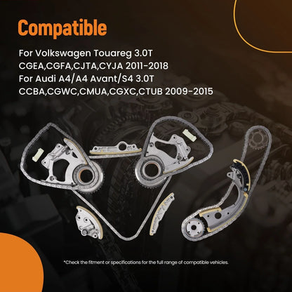 Engine Timing Chain Kit for VW Audi A4 A5 A6 A7 A8 Q7 Q5 Touareg 3.0L (2009–2018)