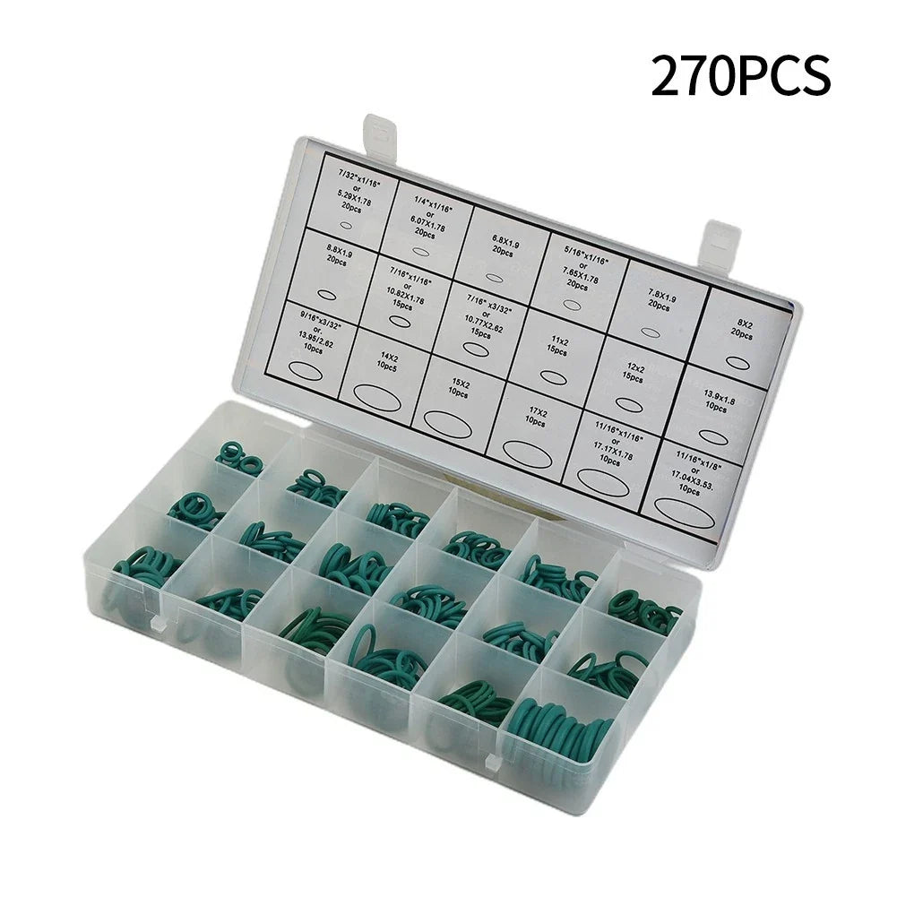 270Pcs A/C Repair HNBR Rubber O-Rings Set for Universal Vehicles (All Years)