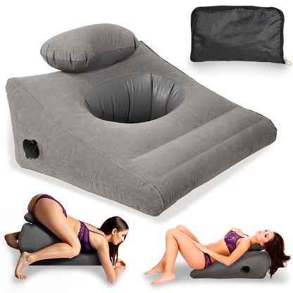 Inflatable Triangle Velvet Wedge Cushion for Grey