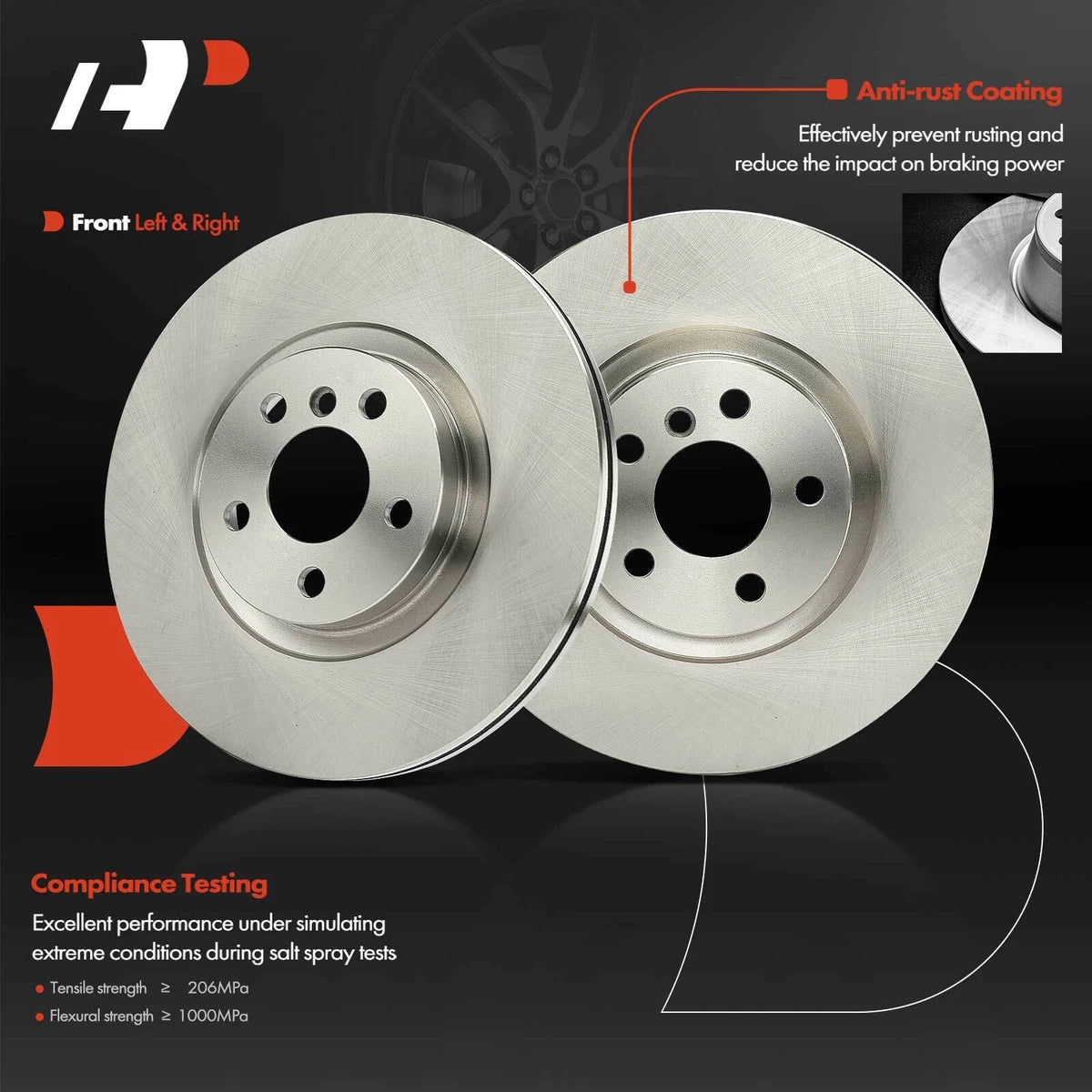 Set of 2 Front Disc Brake Rotors & Ceramic Pads for BMW X1/X2 (2016–2022)