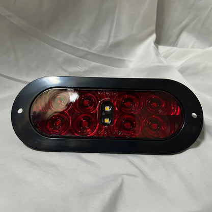 6" Oval Red Lens Stop/Turn Flange with Amp Connectors for Tecniq (T70-RWFA-1)