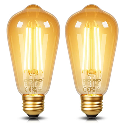 2X E26 Edison Bulbs 60W 2200K Amber Warm (Warm 2200K)