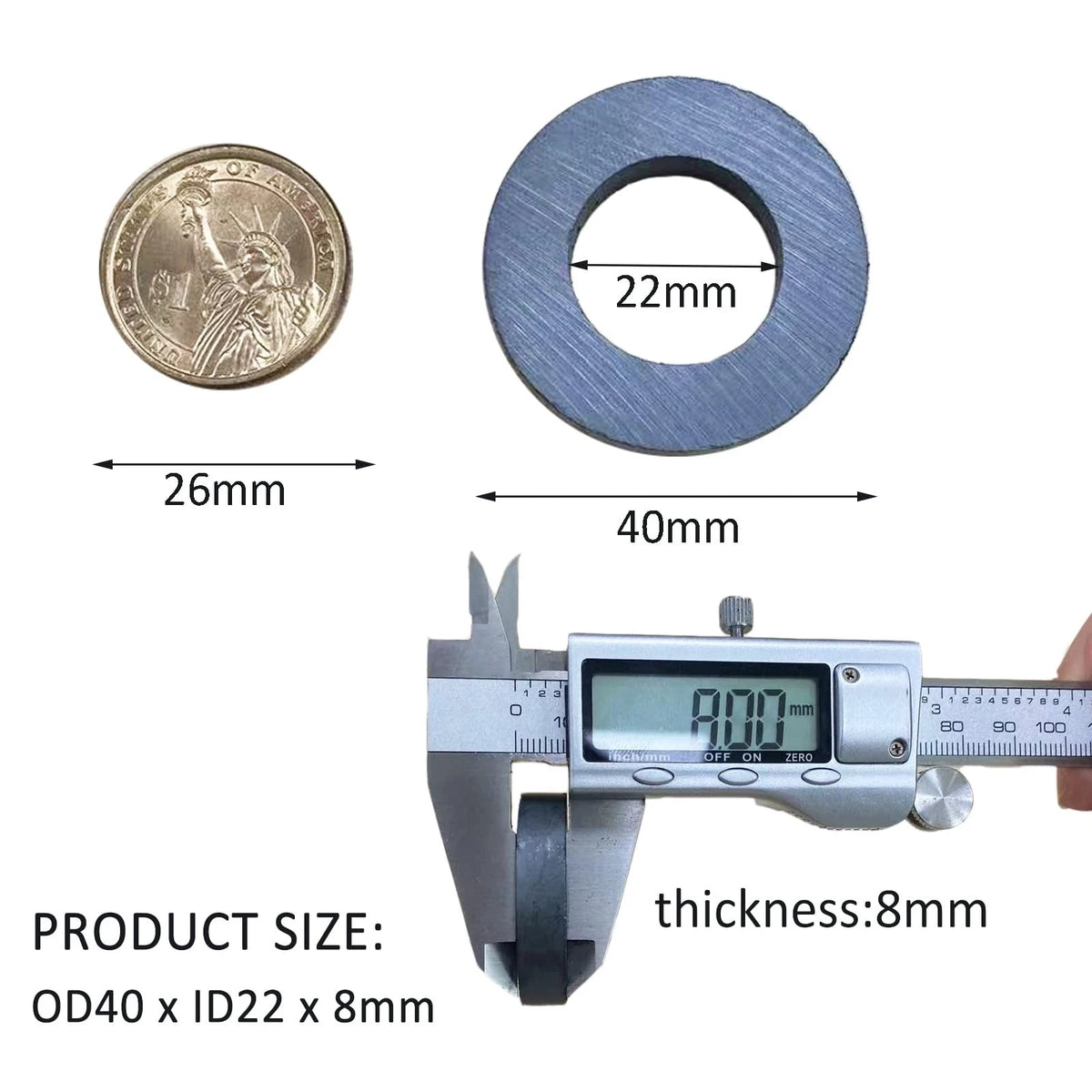 Ferrite Ring Magnets for OD40 x ID22 x 8mm Round Disc Donut
