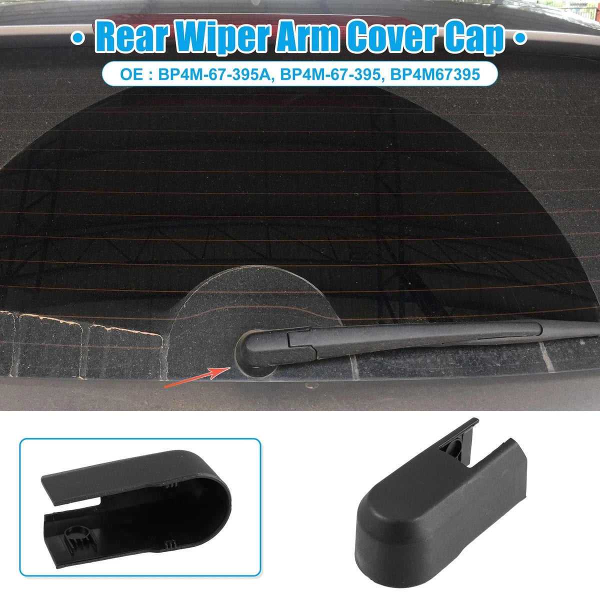Rear Windshield Wiper Arm Cover Cap for Hyundai Venue (2020–2021) Black
