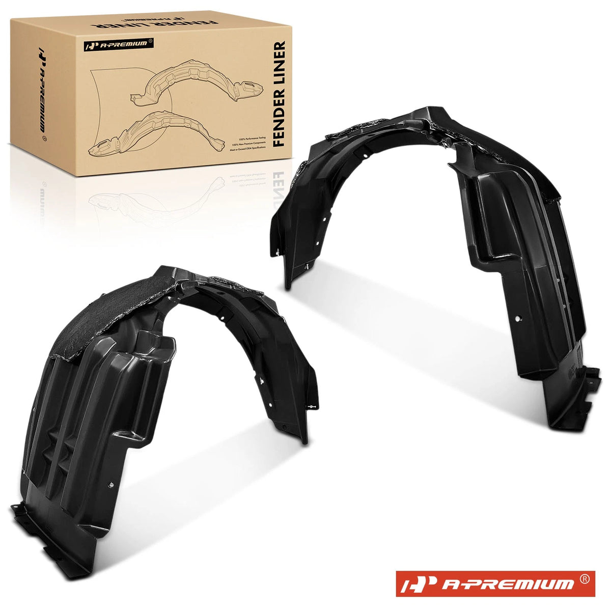 2X Front Inner Side Fender Liners with Insulation Foam for Mitsubishi (2015–2020) - 5370B881, 5370B882, MI1248129, MI1249129