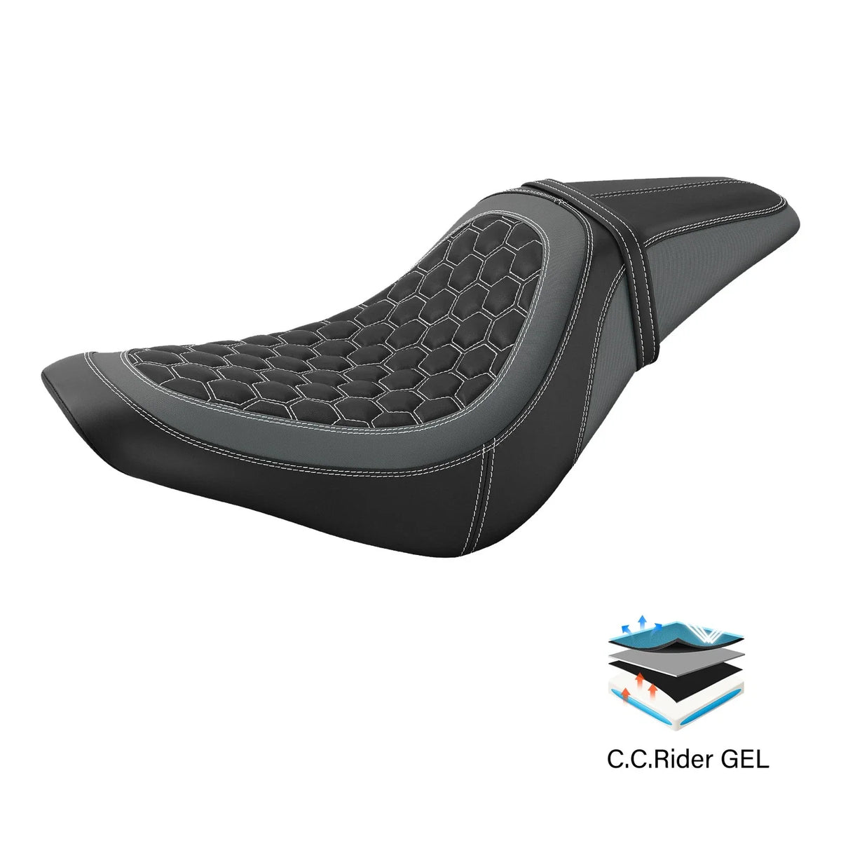 Black Gel Rider Driver Passenger Seat for Harley Low Rider S ST (2018–2025)