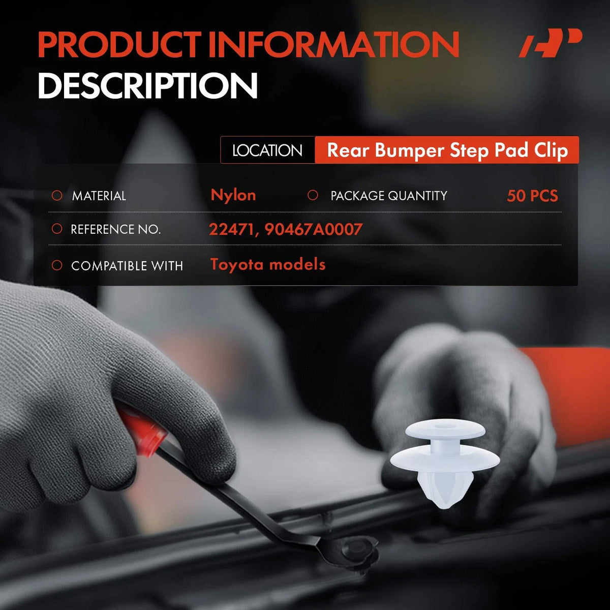 50Pcs Bumper Step Pad Retainer Clips for Hyundai Santa Fe (2013–2020) - 90467A0007, 90467-A0007, 22471