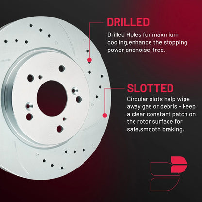 Front and Rear Drilled Rotors and Ceramic Brake Pads for Honda CR-V (2015–2016)