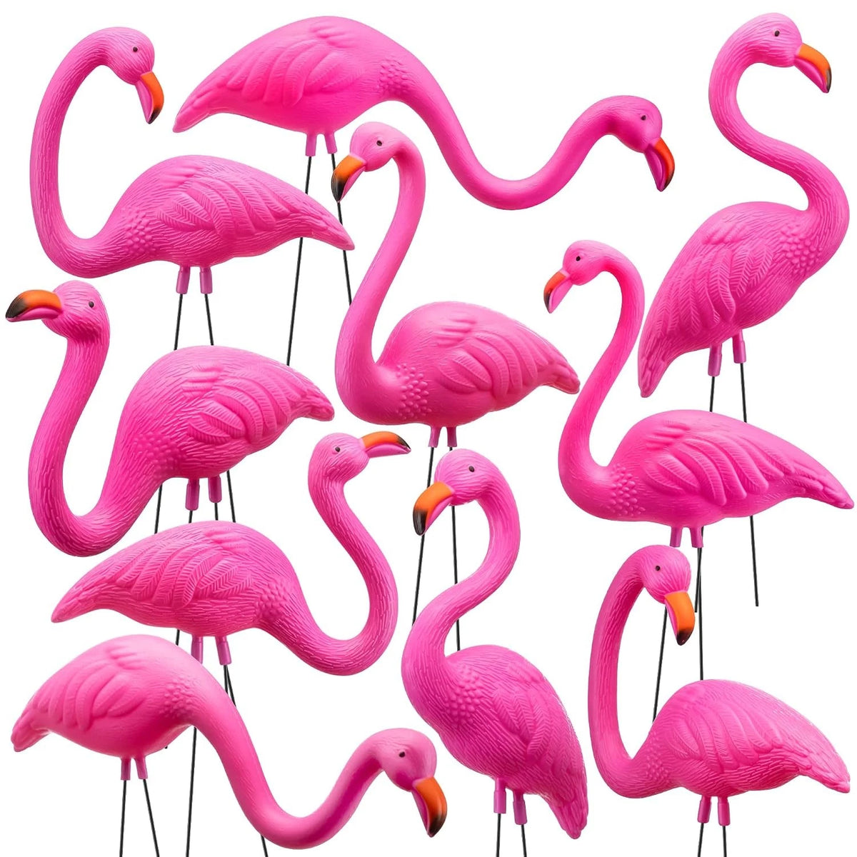 Set of 4 Mini Pink Flamingo Yard Garden Stakes Decorations