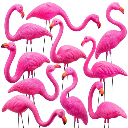 Set of 4 Mini Pink Flamingo Yard Garden Stakes Decorations