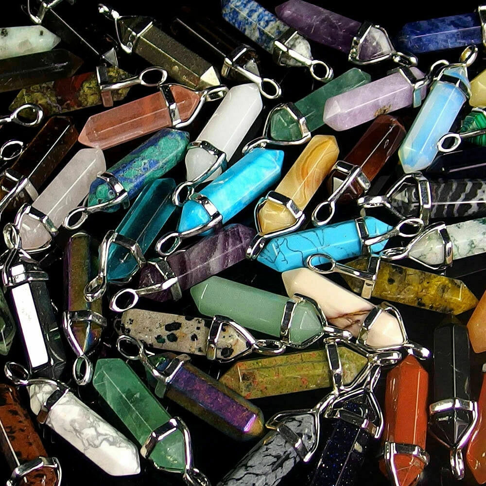 Healing Glass Quartz Crystal Point Pendant Necklace for Chakra Energy
