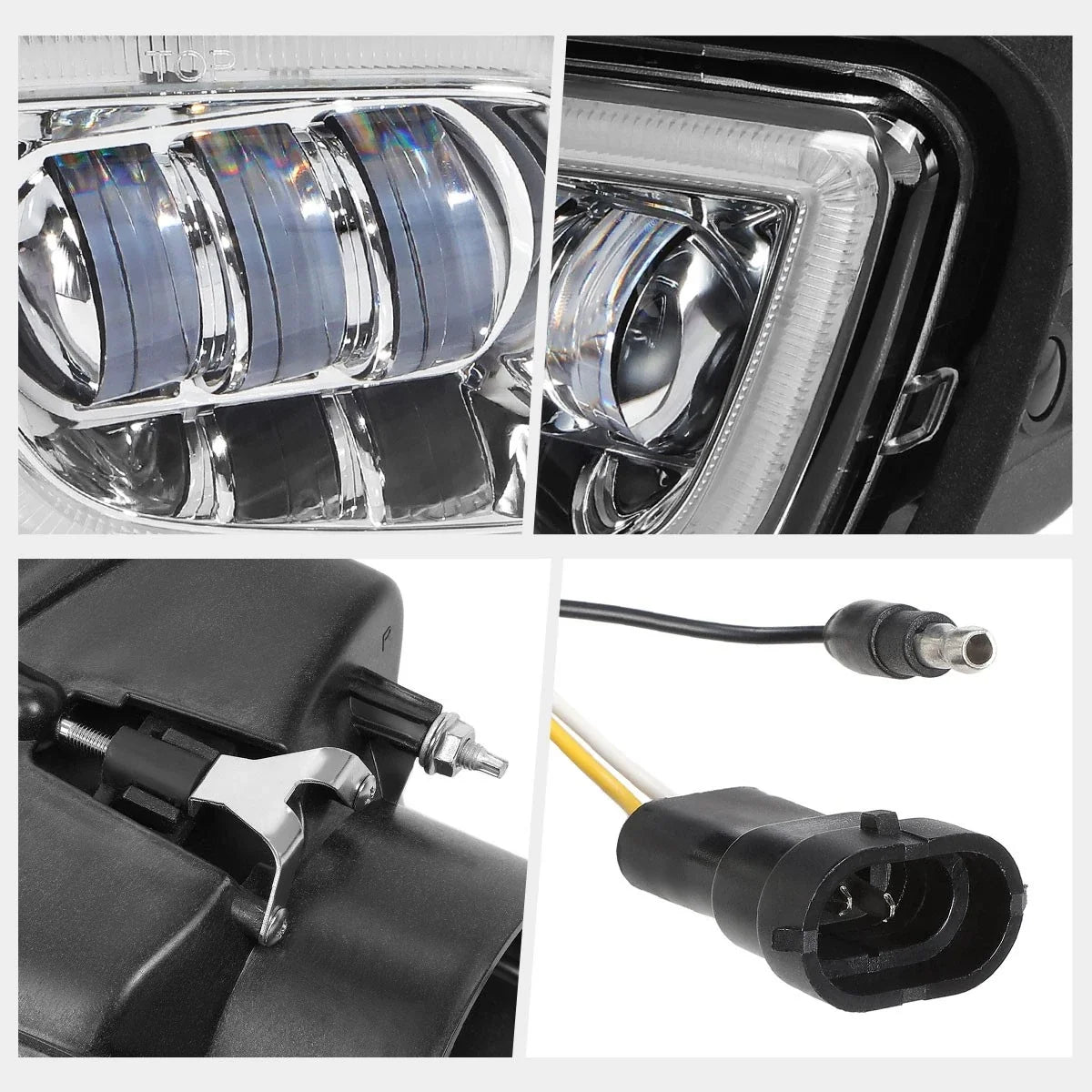 Chrome Housing LED DRL Halo Projector Fog Lights for Freightliner Cascadia (2008–2017)