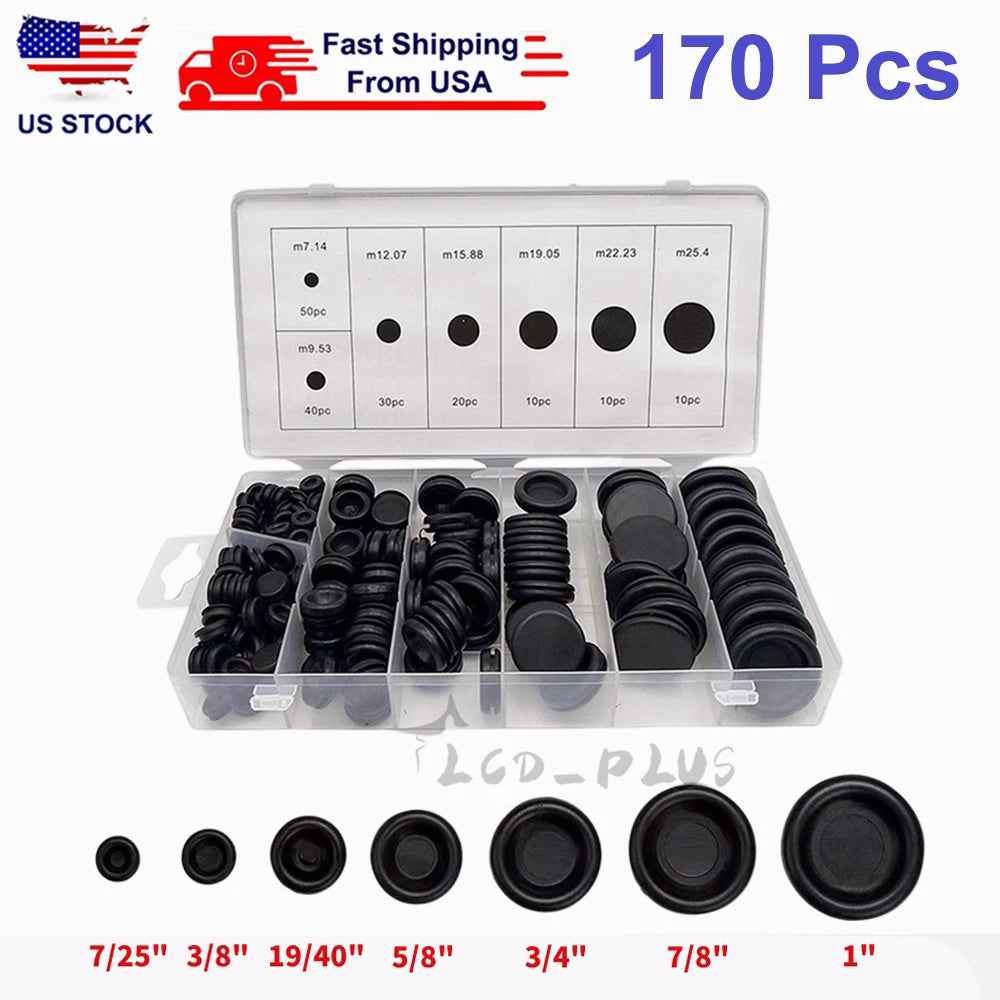 170PCS Rubber Grommet Assortment Kit for Electrical Wiring