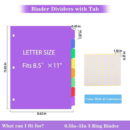 24PCS Set of 3-Ring Binder Dividers with Tabs for Organizing (No Year)