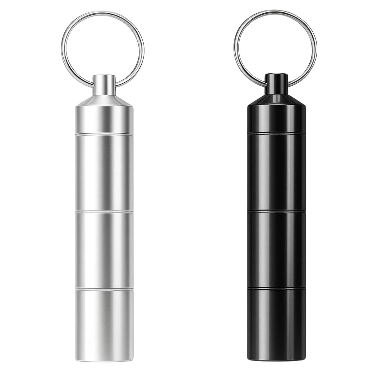 Aluminum Alloy Travel Pill Case with Keychain - 3 Compartments