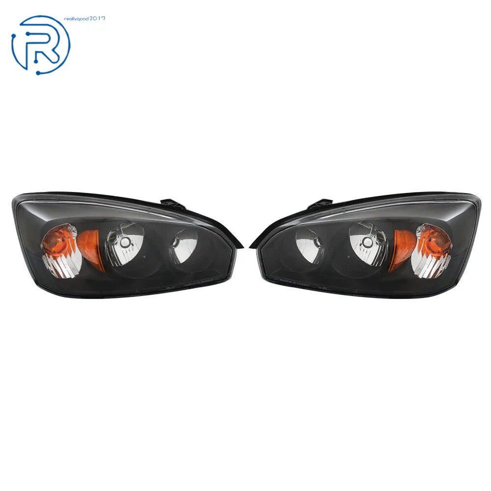 Pair of Black Housing Replacement Headlights for Chevy Malibu (2004–2008)