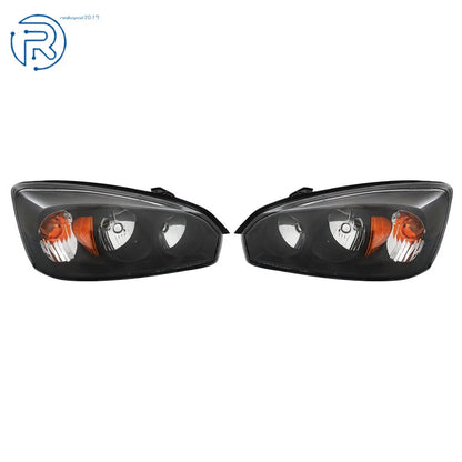 Pair of Black Housing Replacement Headlights for Chevy Malibu (2004–2008)