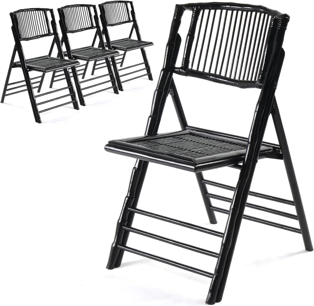 Set of 4 Portable Wooden Folding Chairs for In/Outdoor Use